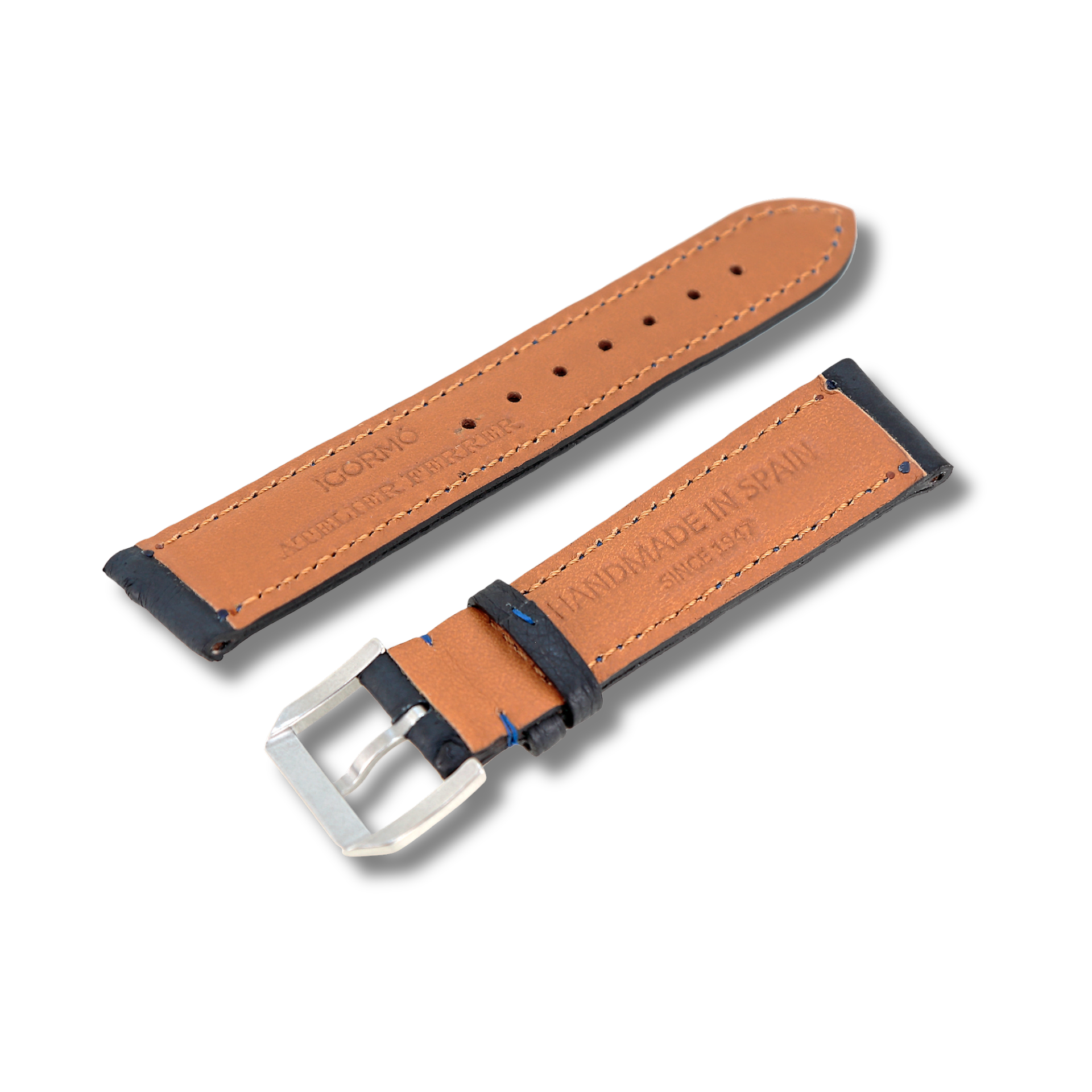 Correa reloj cuero avestruz exotica igormo 500060 Azul